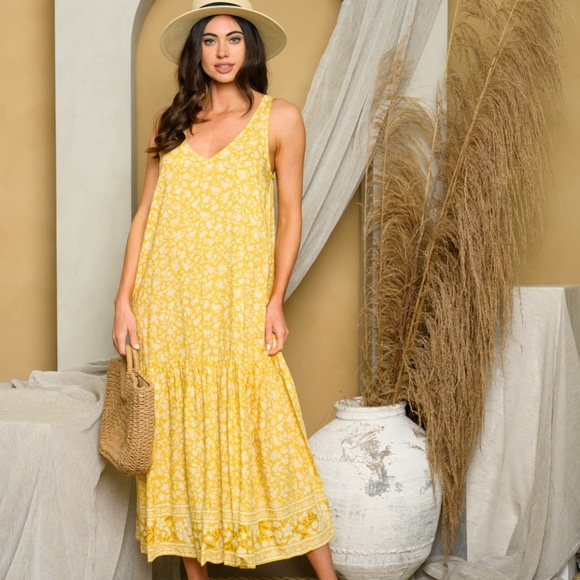 SLEEVELESS V-NECK FLORAL MAXI DRESS - Picture 4 of 4